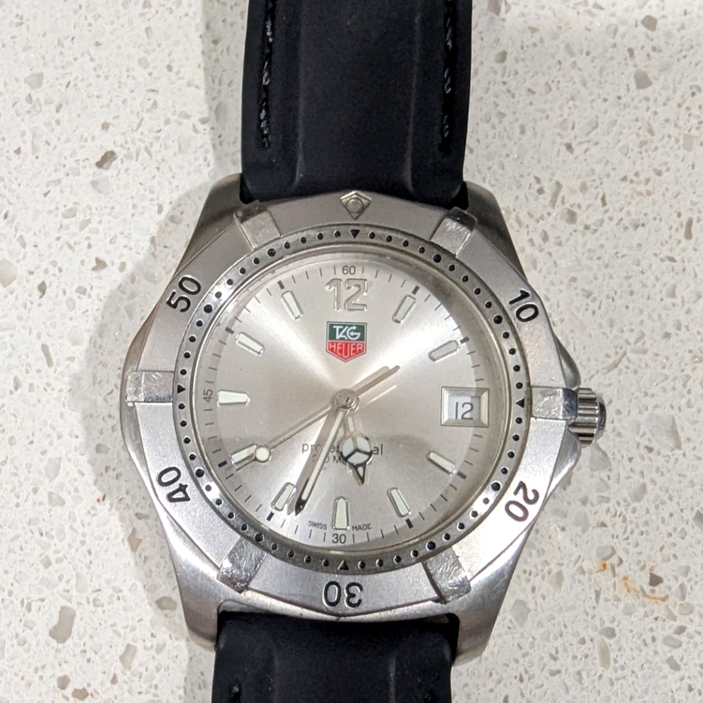 Tag Heuer Silver Dial Watch with Black Strap WK1112-1
